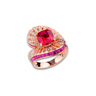 The Carnaval Ruby Ring by Just Brilliant – A vibrant and elegant design in radiant yellow gold, featuring 2.14 carats of vivid rubies and 0.52 carats of expertly cut lab-created diamonds, symbolizing movement and timeless beauty. A striking fusion of bold color and sophisticated craftsmanship, perfect for celebrating luxury.