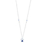 Just Brilliant Club Fortune Pendant from the Monte Carlo Collection, crafted in 18K white gold with a 1.9-carat lab-created diamond and 0.5-carat lab sapphire blue, symbolizing elegance and luck.