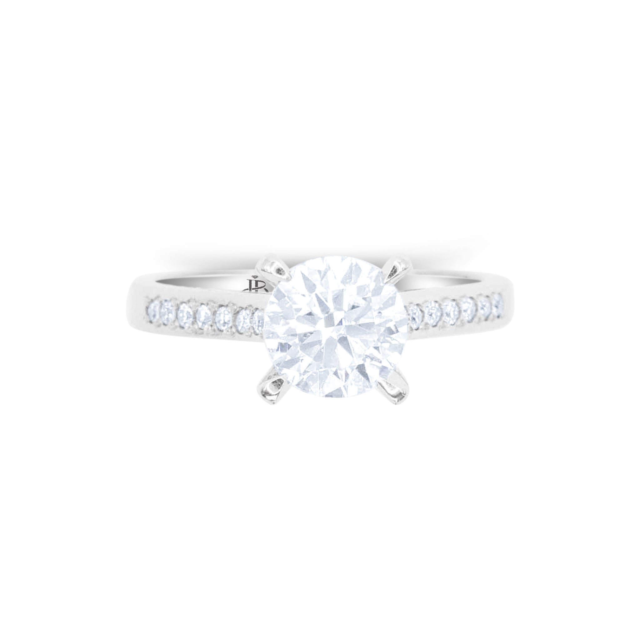 Just Brilliant 2-carat laboratory-created diamond solitaire ring in 18K white gold with 0.19 carats of accent diamonds from the 'Marry Me' collection, symbolizing timeless elegance and commitment.