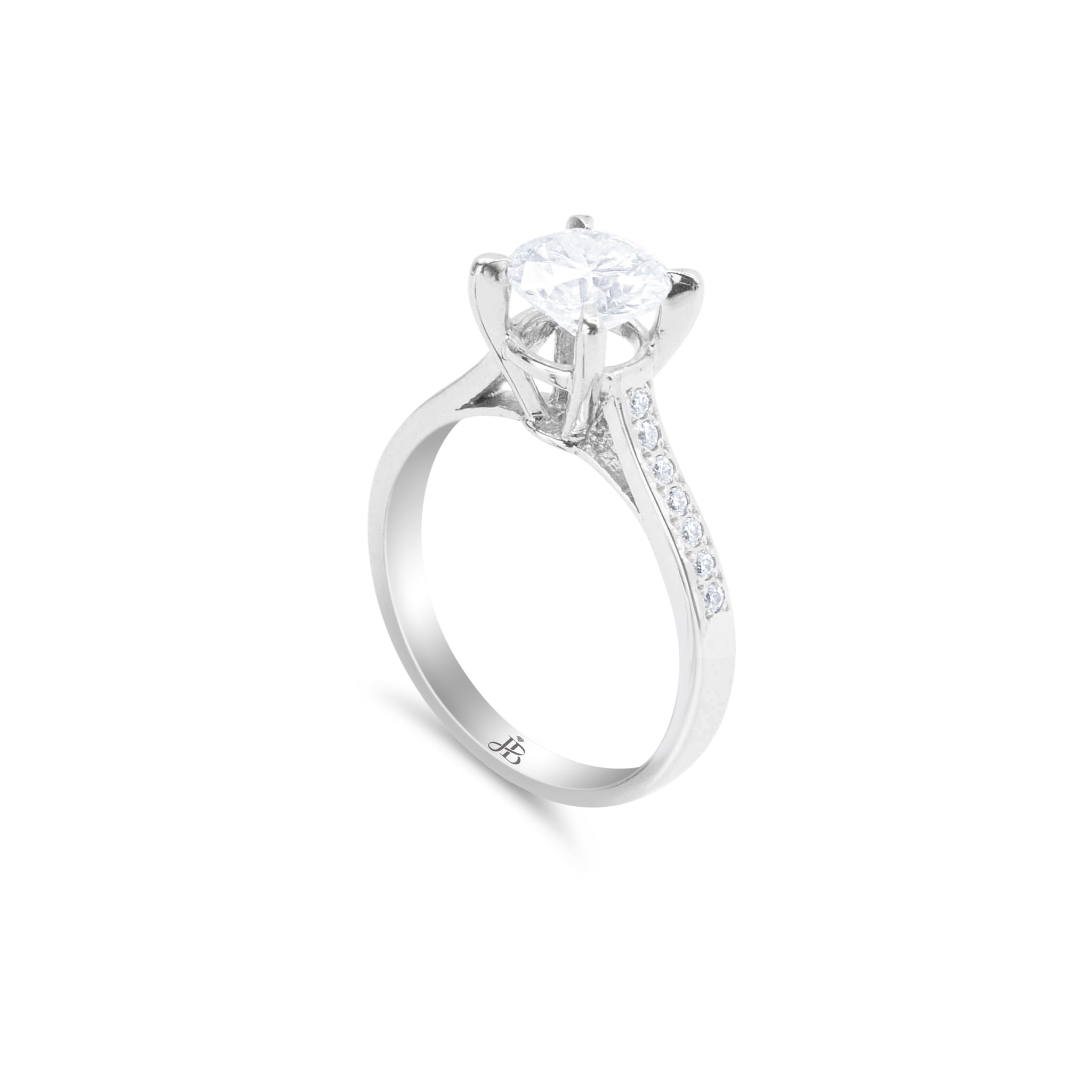 Just Brilliant 2-carat laboratory-created diamond solitaire ring in 18K white gold with 0.19 carats of accent diamonds from the 'Marry Me' collection, symbolizing timeless elegance and commitment.